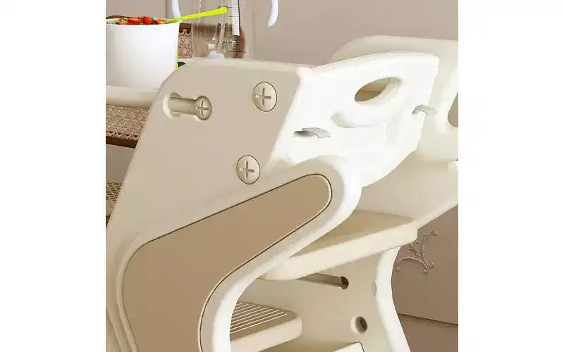 Chaise haute 3 en 1 réglable en hauteur pour enfant avec harnais 5 points et plateau amovible, Blanche