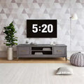 JVNOXK 59.61-inch Modern Multimedia TV Stand, accommodates TVs up to 65 inches, featuring two doors and a central storage compartment, Dark Gray