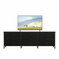 MAYEERTY Living Room TV Stand with 9 Fabric Drawers, Media Storage Console Furniture