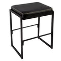 Mid-Century Modern Bar Stool, Waxy Leather with Decorative Stitching, Thick Cushion, Concealed Adjustable Feet