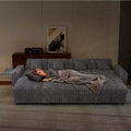 Canapé-lit convertible d'angle en U de 310 cm avec rangement, ports USB et porte-gobelets, gris