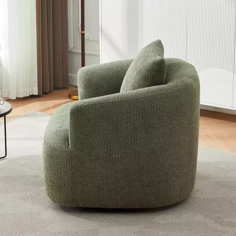 Fauteuil d'appoint pivotant à 360° – Tissu bouclé, assise profonde, vert