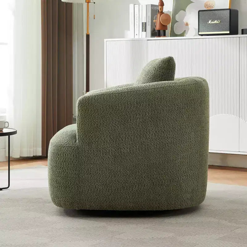 Fauteuil d'appoint pivotant à 360° – Tissu bouclé, assise profonde, vert