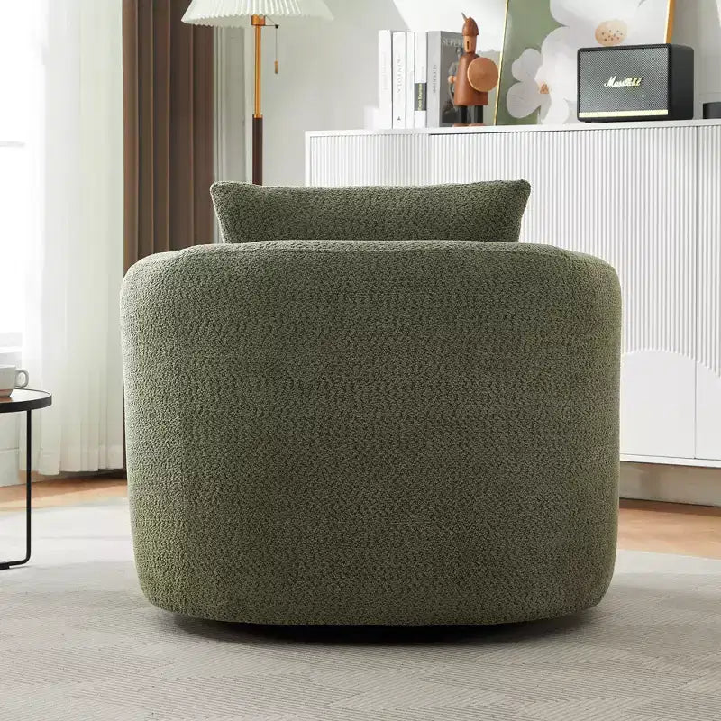 Fauteuil d'appoint pivotant à 360° – Tissu bouclé, assise profonde, vert