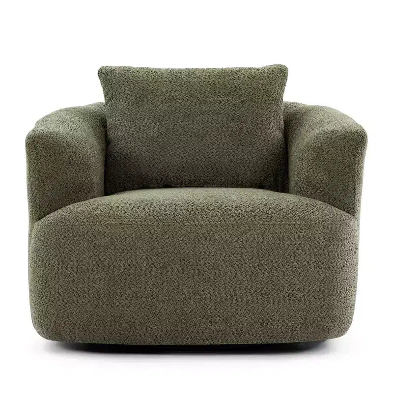 Fauteuil d'appoint pivotant à 360° – Tissu bouclé, assise profonde, vert