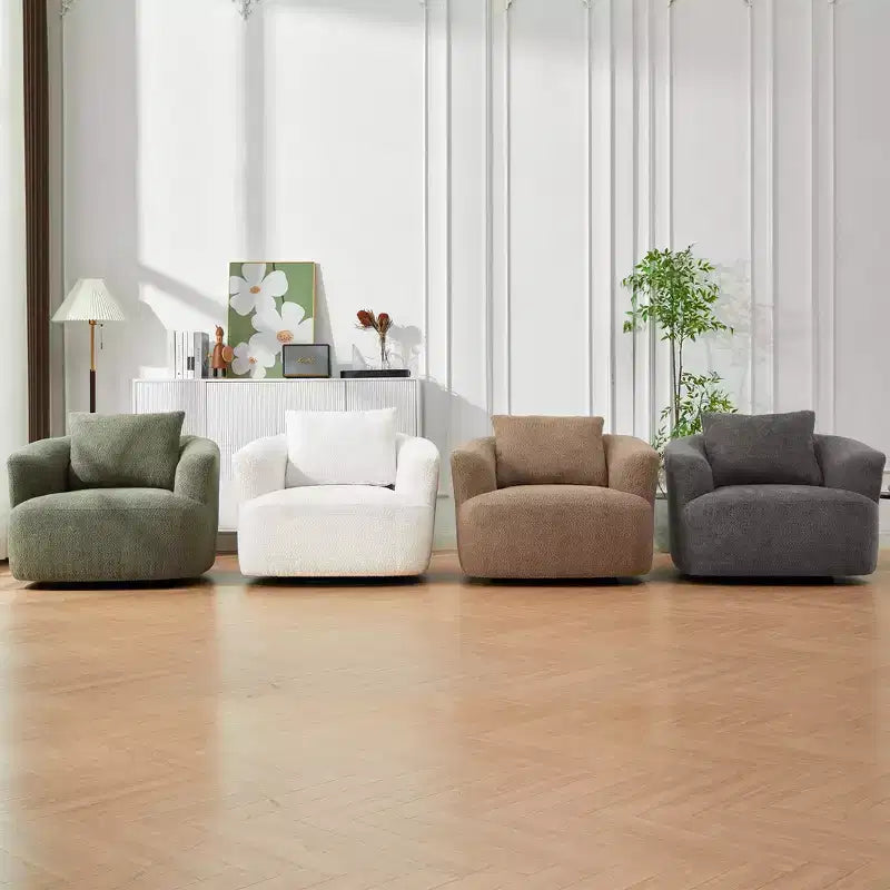 Fauteuil d'appoint pivotant à 360° – Tissu bouclé, assise profonde, vert