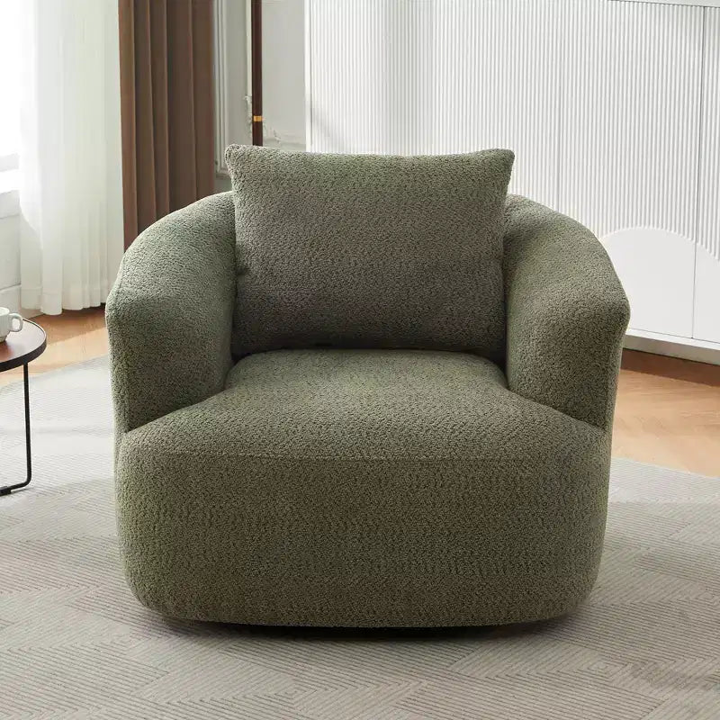 Fauteuil d'appoint pivotant à 360° – Tissu bouclé, assise profonde, vert